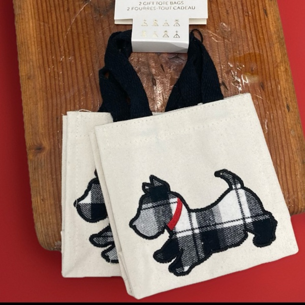 NWT 34th & Pine 2-Pack Canvas Scottie Dog Totes 6.25” x 6” Gift Terrier Lovers